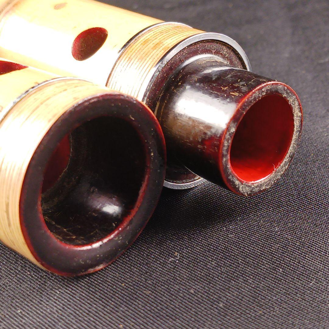 Y3110-6 琴古流 尺八 竹堂製 銀三線 全長55㎝ 竹製