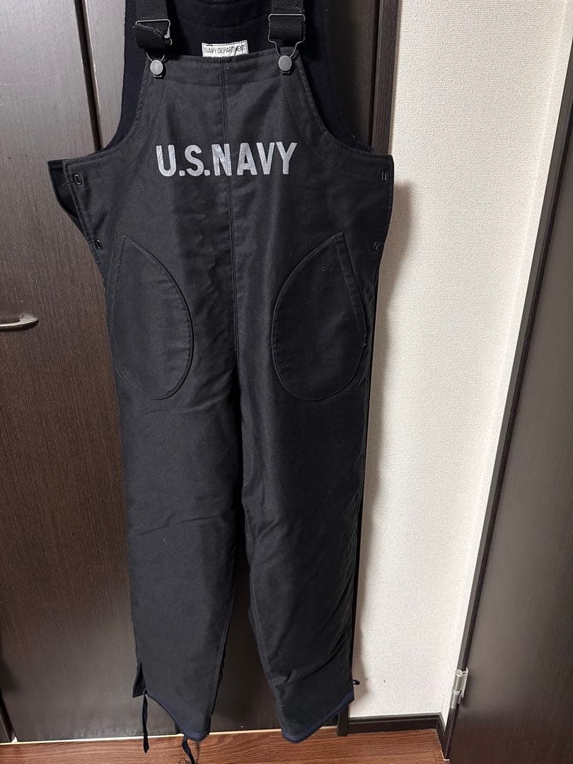 U.S.NAVY オーバーオールSMALLリアルマッコイ　デッキパンツ　パチポケ