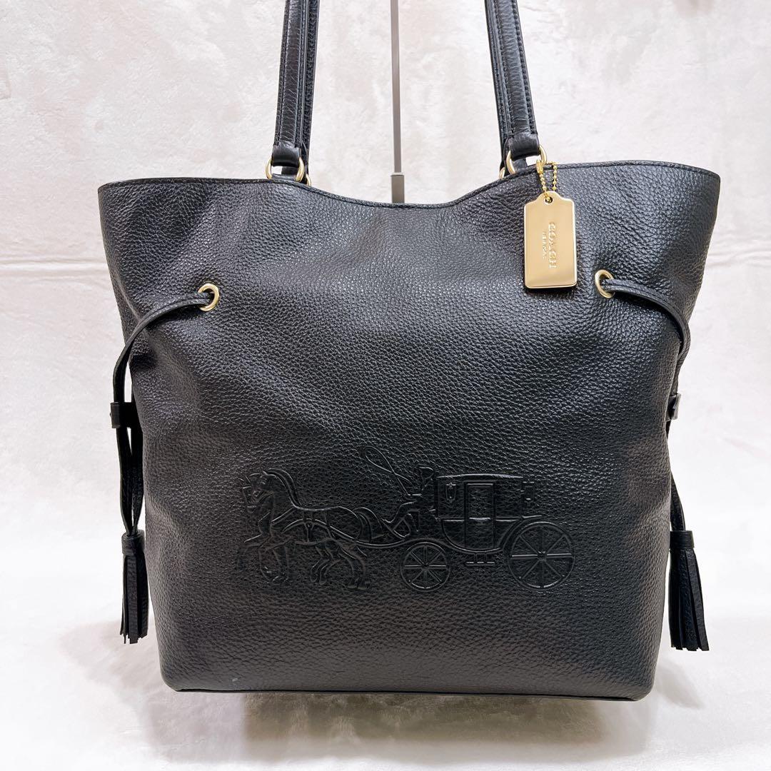 【美品】コーチ　アンディ　トートバッグ　ホースアンドキャリッジ　デカロゴ　レザー