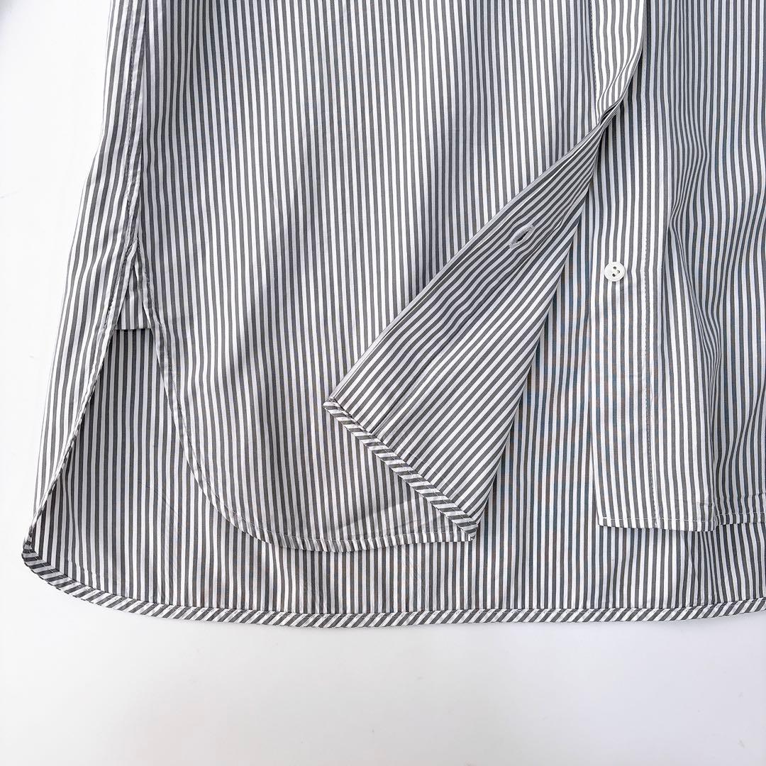 美品⁑エブール　2way ローガンコットンストライプシャツブラウス　グレー　38