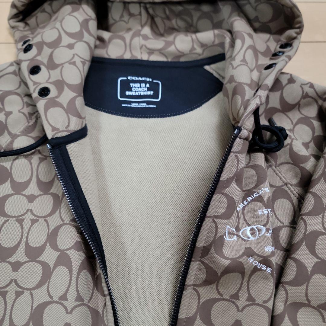 COACH フード付きパーカー シグネチャー ジップ フーディー L