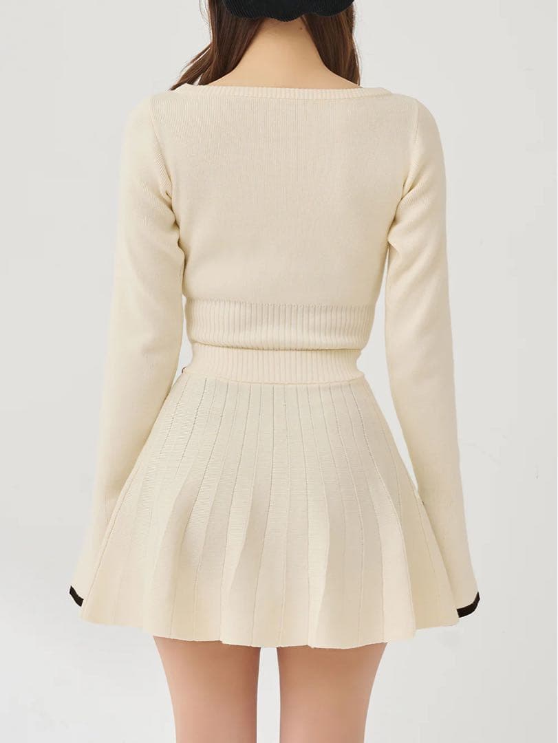 新品タグ ダーリッチ ウエストオープンリボンデザインニットミニワンピース フリー