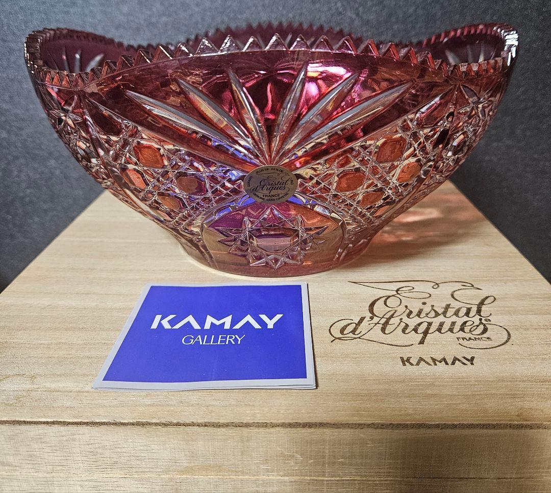 輸入品フランス製　赤被せ　クリスタル　カットガラスボール　切子ボール　オブジェ