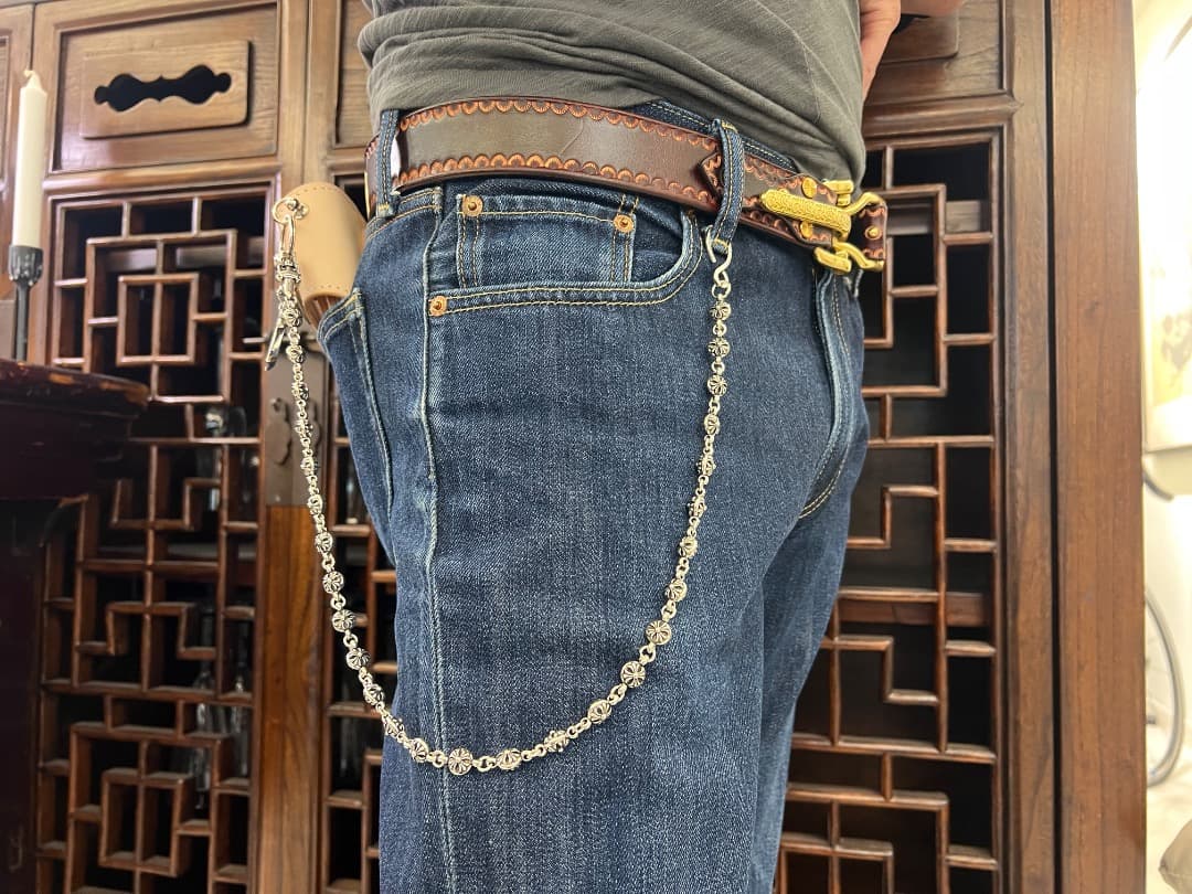 バイカー必須　ウォレット用プレーン　シルバーチェーン　TYPE1　QBKL012