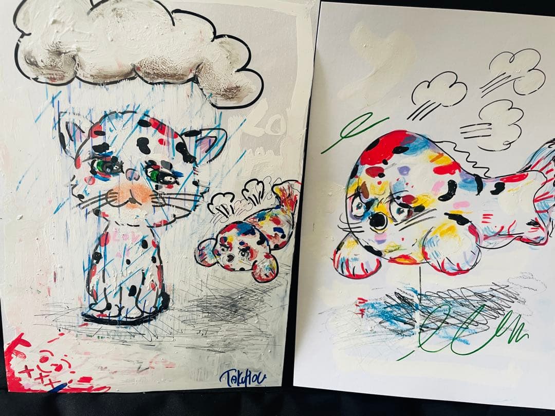 飛べ！金魚？ a4アート紙2枚