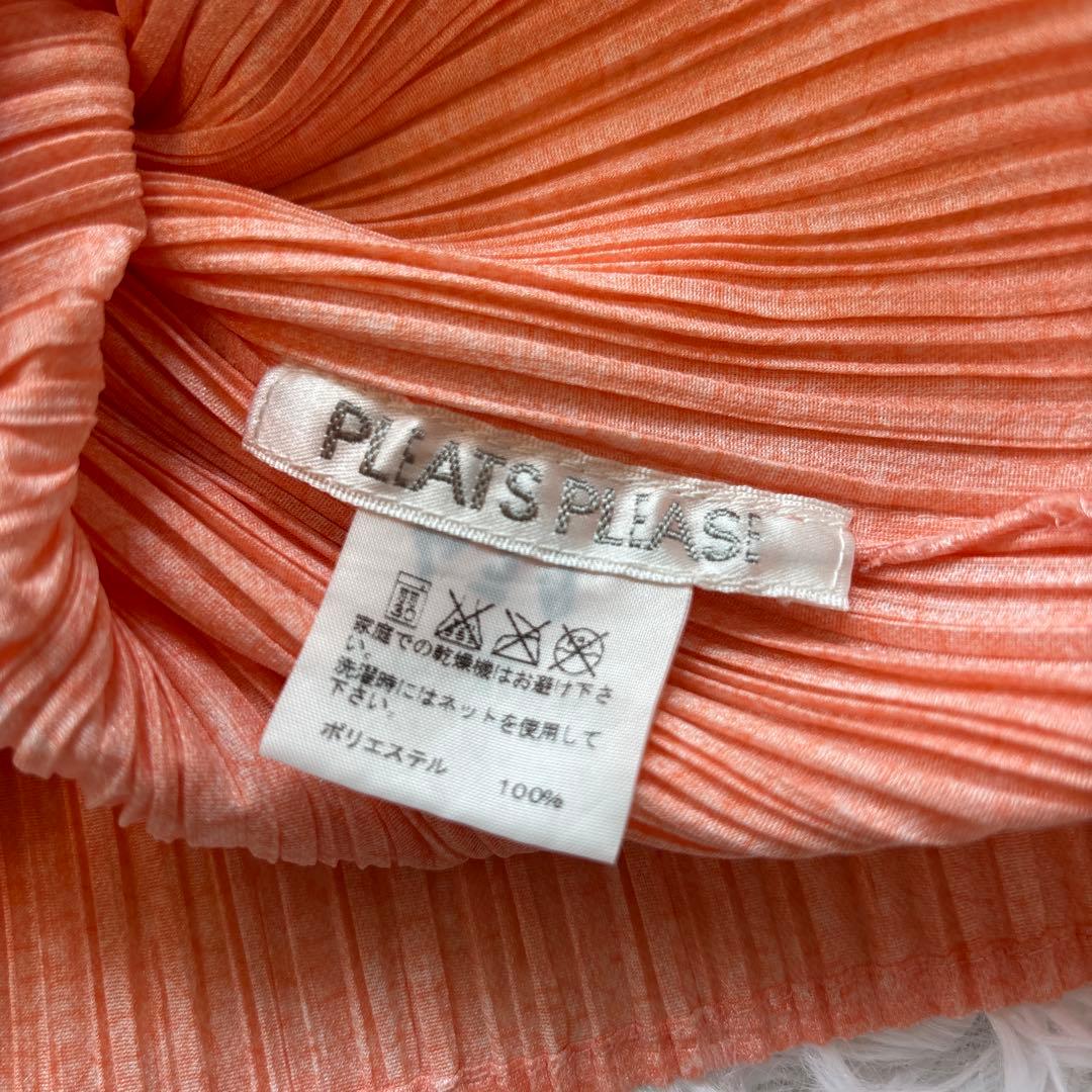 PLEATSPLEASE サーモンピンク　 ハイネック Tシャツ 半袖