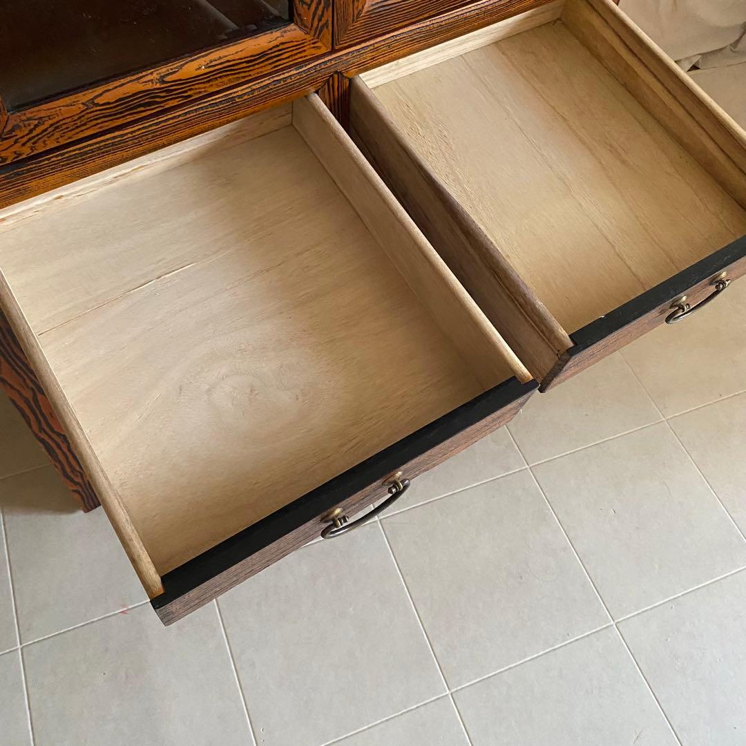 李朝家具　アンティーク　ガラスキャビネット　飾り棚　薬箪笥　中国家具　和家具