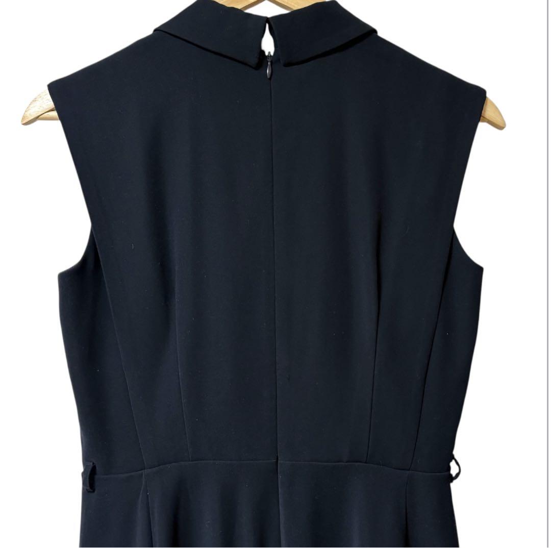 anuans アニュアンス ダブルサテンテーラードフレアワンピース ネイビー M