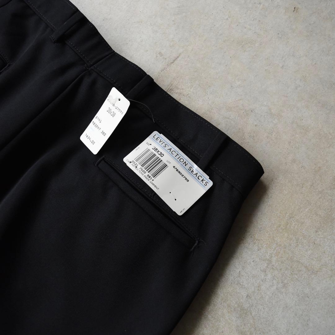 90s リーバイスアクションスラックス ブラック黒 USA W38L30 OVY