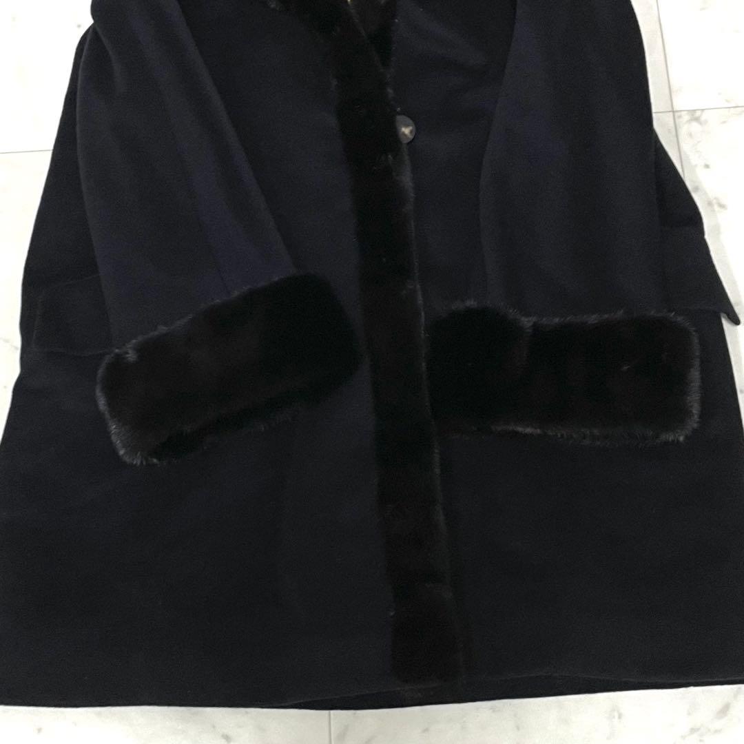 【上質】 ✨ヘルノ xロロピアーナ カシミヤxシルク ミンクファー付コート 42