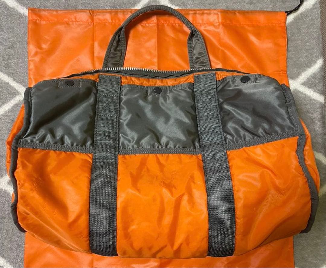 【美品】PORTER タンカードラムバッグ 2way 希少色シルバーグレー