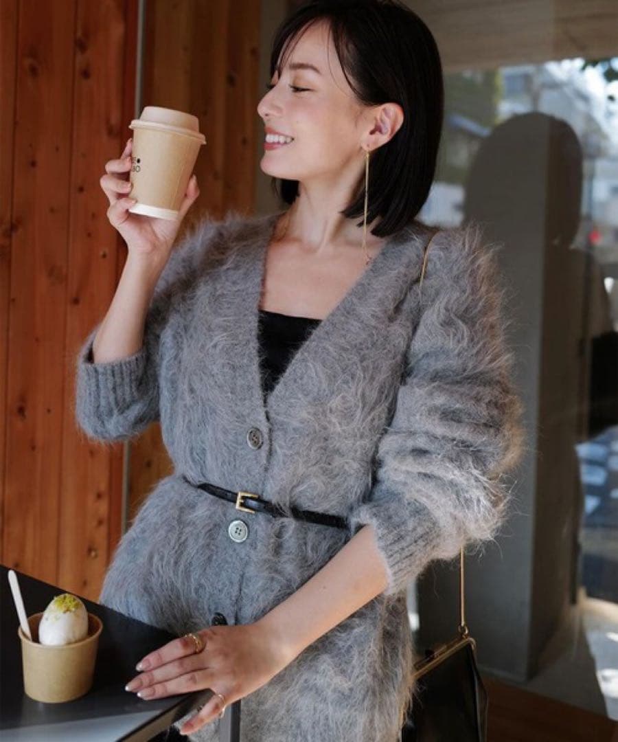 【美品】スーリーアルパカニットカーディガン グレー アニュアンス