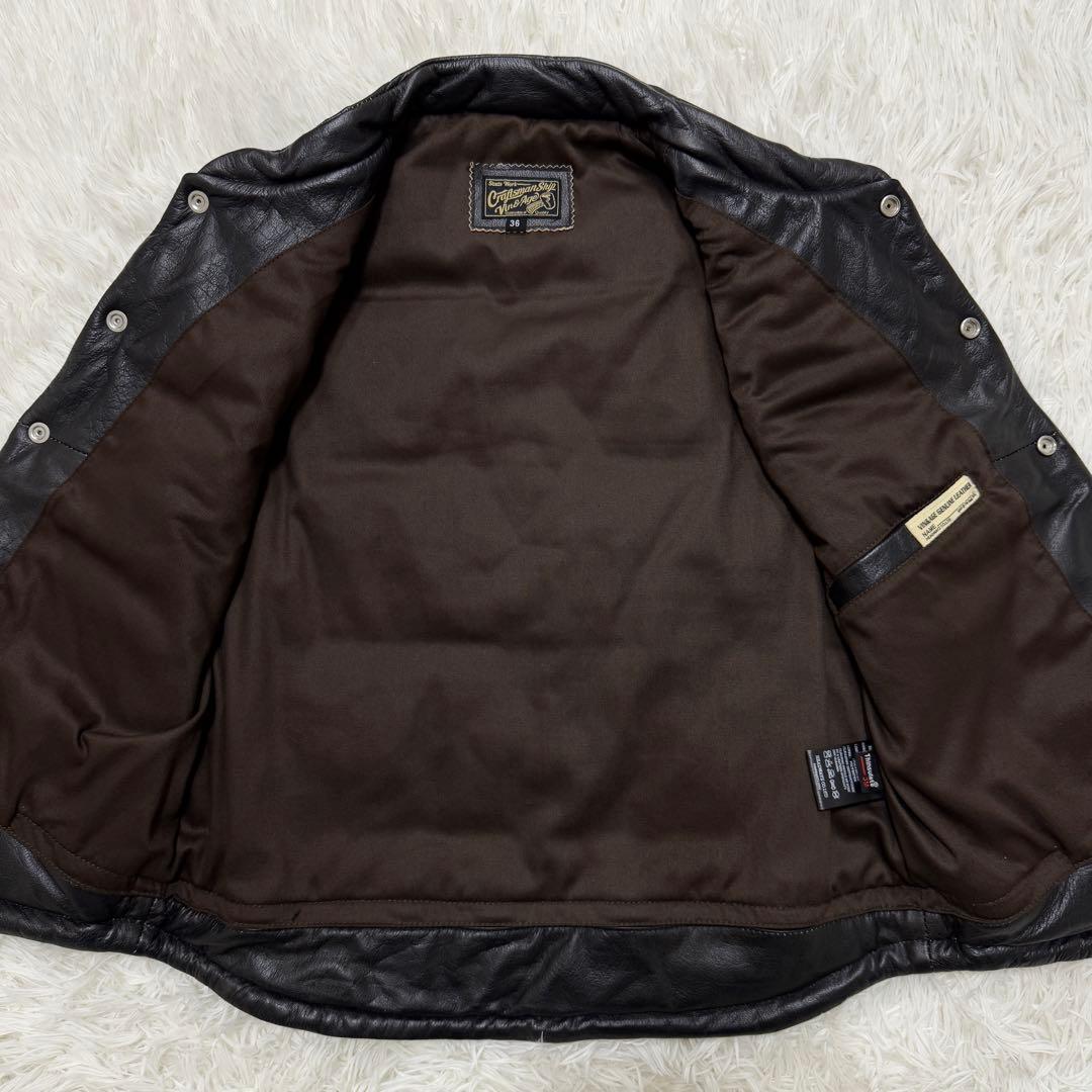 未使用級✨ VIN&AGE ヴィン＆エイジ レザー ダウンベスト バイク 稲妻