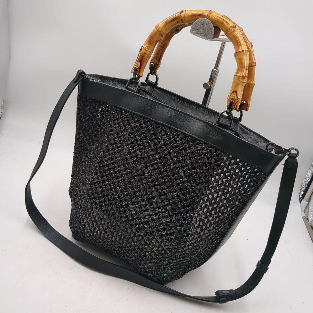美品 Weekend Max Mara かごバッグ ショルダー バンブー 黒