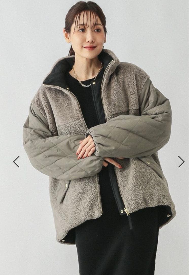 グローバルワーク　リバーシブルキルトブルゾン　モカLサイズ