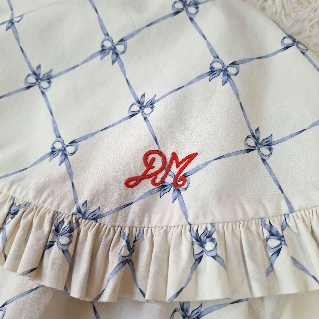 ダムソンマダー　ビッグカラーブラウス　ボリュームスリーブ　XL 相当　リボン柄