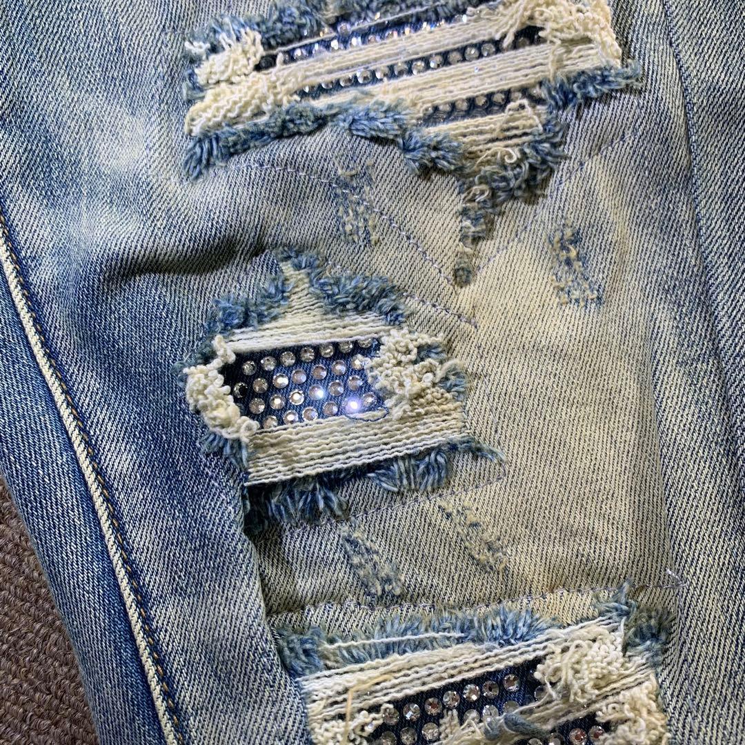 mnml ミニマル【新品未使用品】ラインストーンストレッチスキニーデニム 30