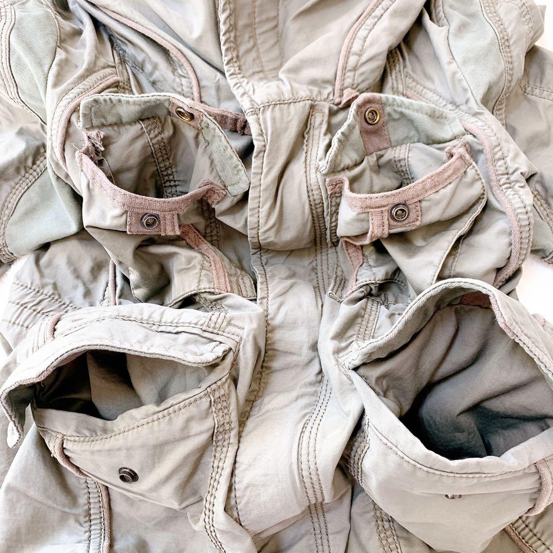 ゴア カーキミリタリージャケット フード収納 綿100% アウター 羽織 メンズ