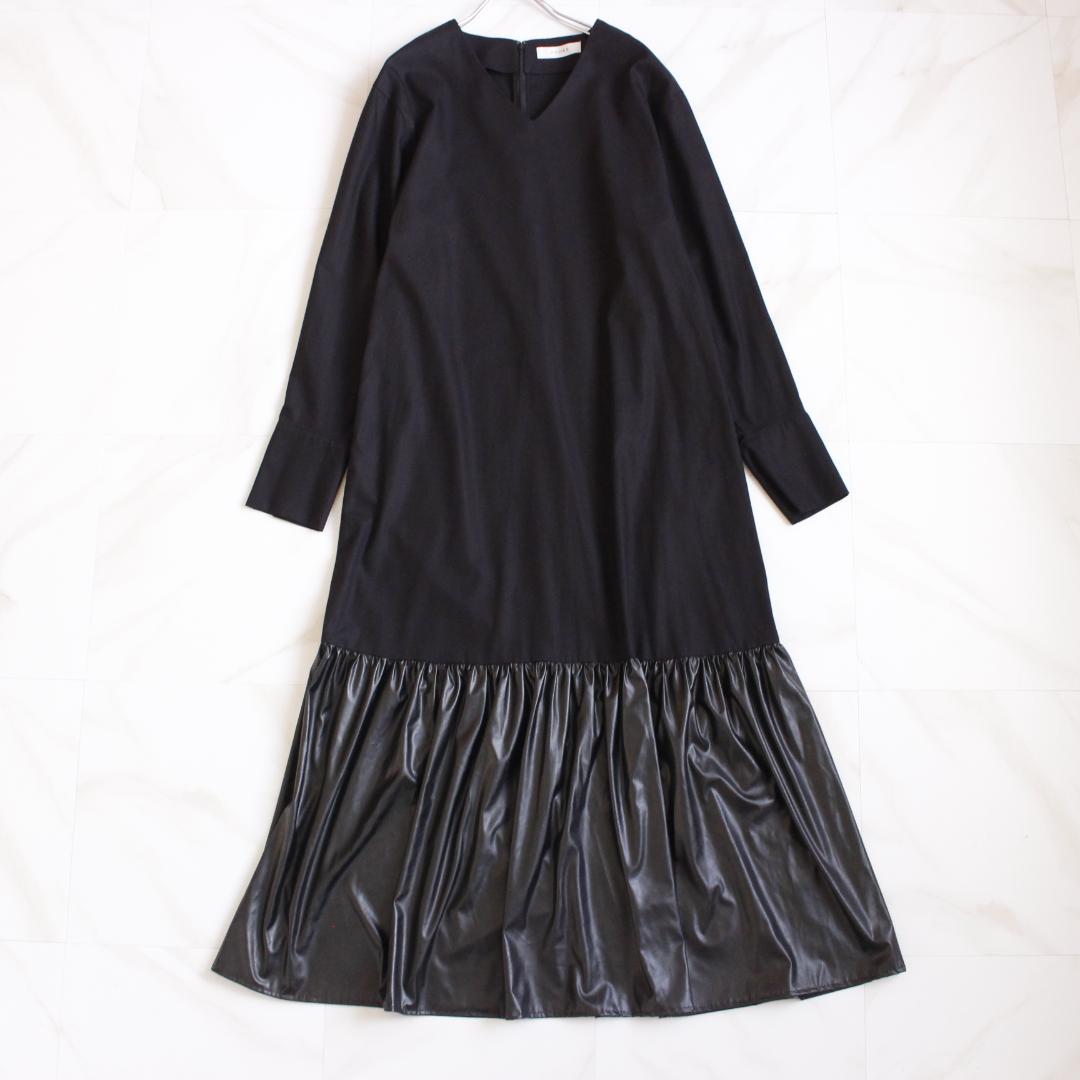 ADORE クリアコットンワンピース Mサイズ ブラック ドッキングデザイン