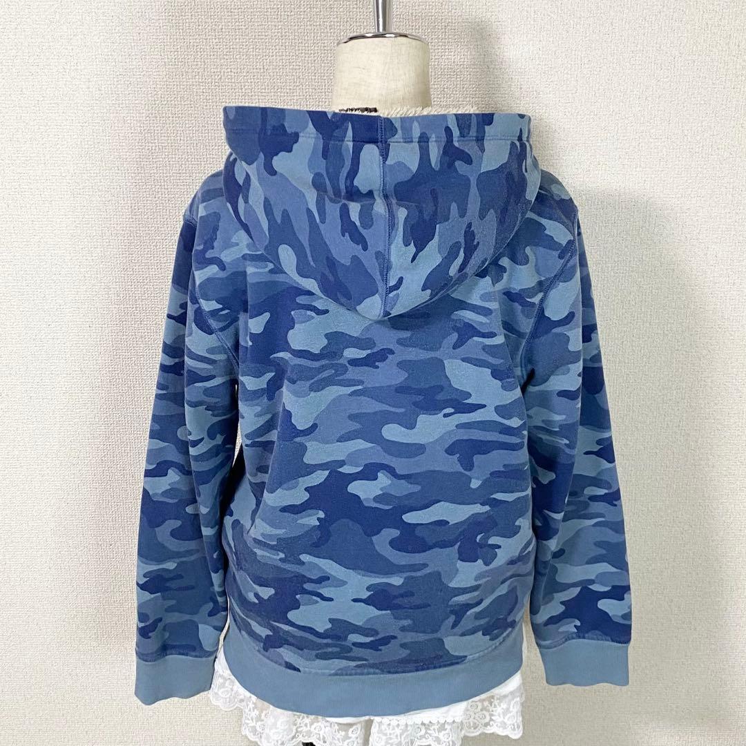 y2k GAP フルジップ パーカー 迷彩 平成ギャル 裏ボア ネイビー