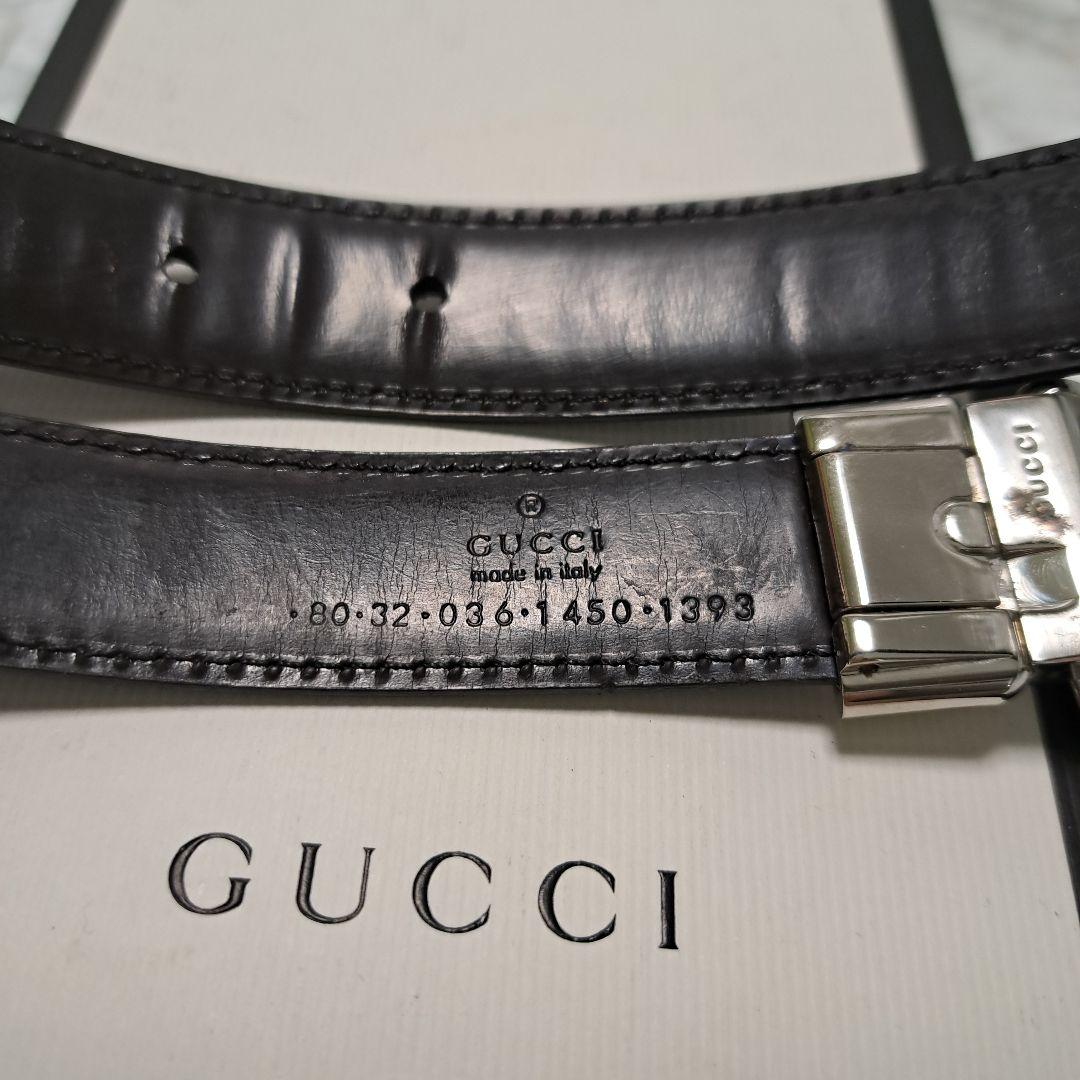 ✨美品✨GUCCI グッチ ベルト Gバックル シルバー金具 本革 ビジネス