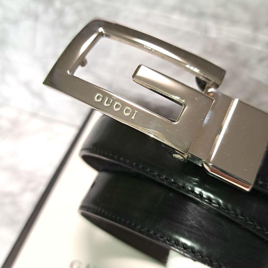 ✨美品✨GUCCI グッチ ベルト Gバックル シルバー金具 本革 ビジネス