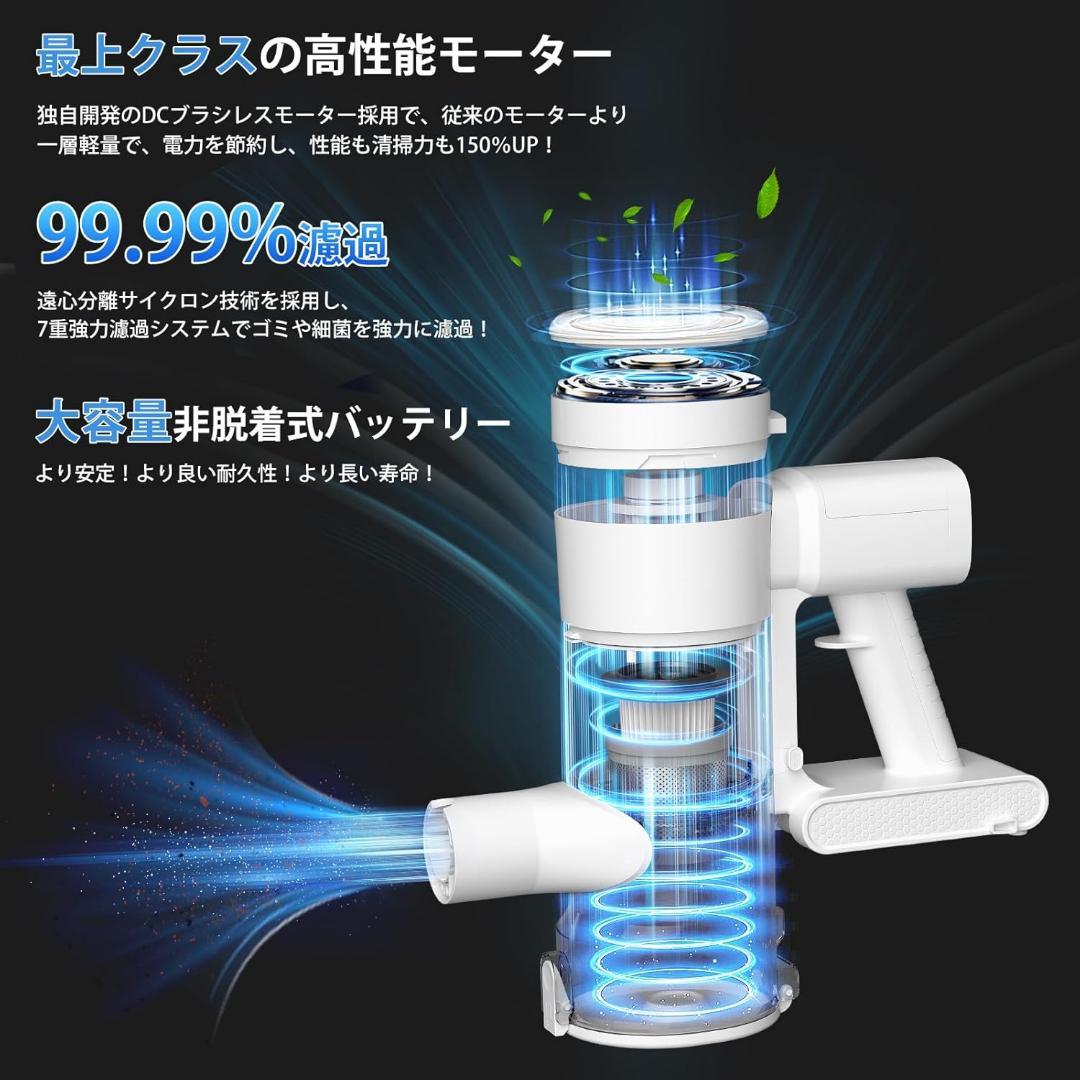 掃除機 コードレス スティッククリーナー ブラシレスモーター 68KPa 新品