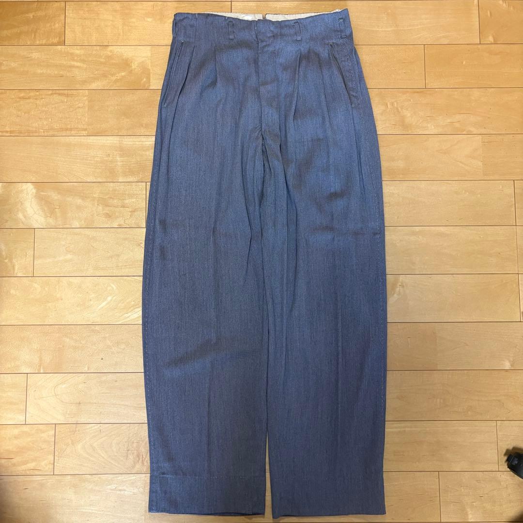 50s レーヨンギャバ スラックス ハンドステッチ グレー