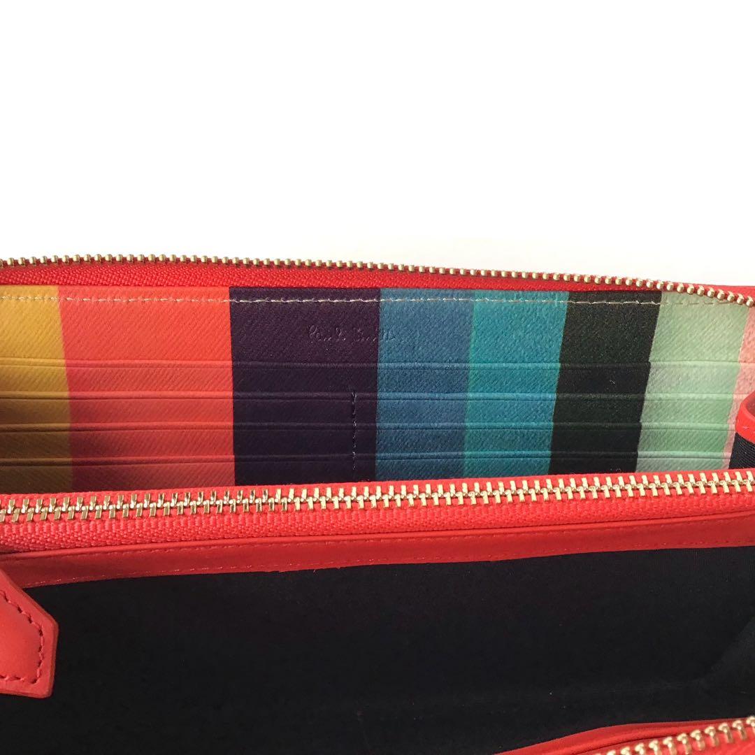 【新品】ポールスミス✨クラシックレザー ラウンド長財布 レッド ストライプ