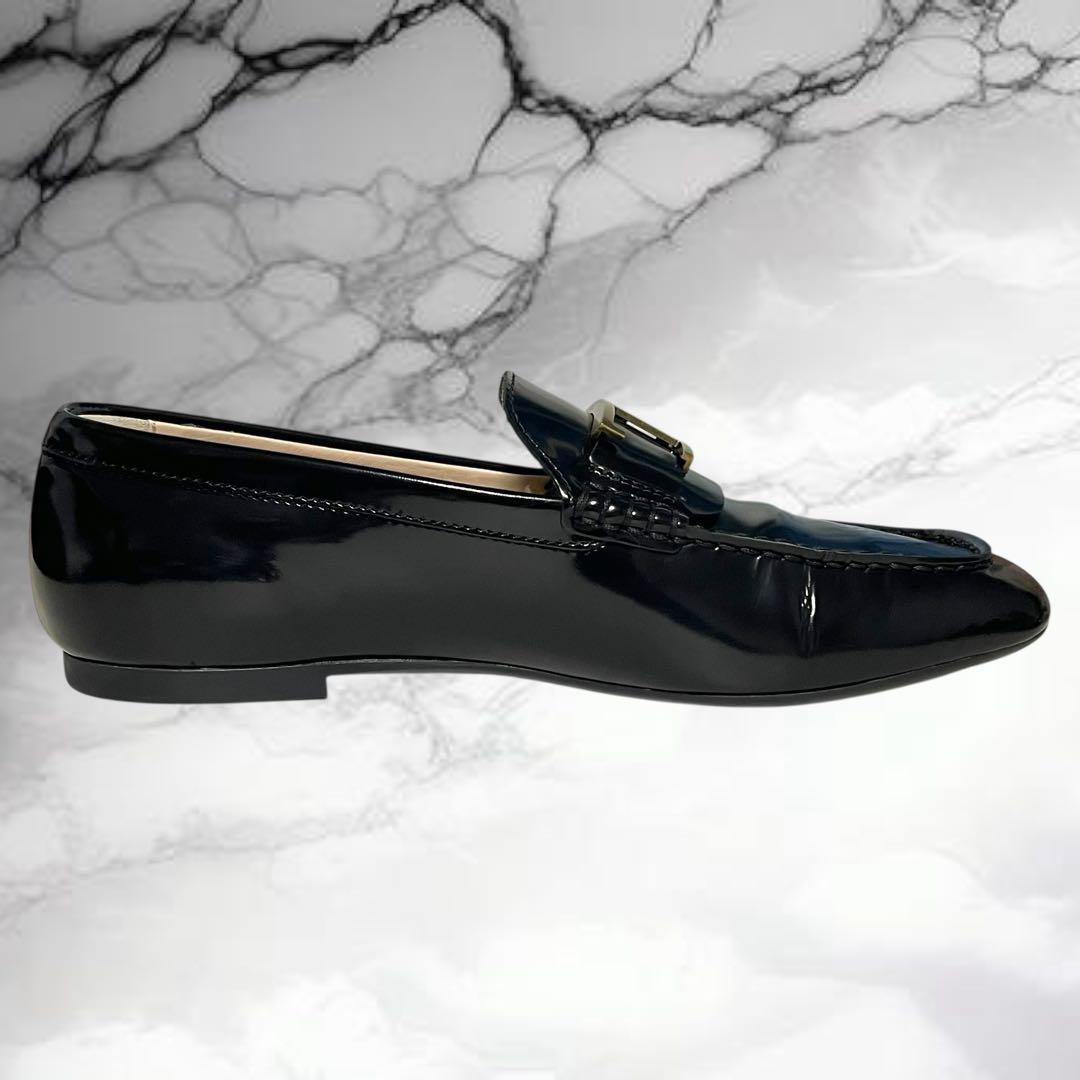 【トッズ】美品Tタイムレス レザー ローファー ゴールド金具 フラットシューズ