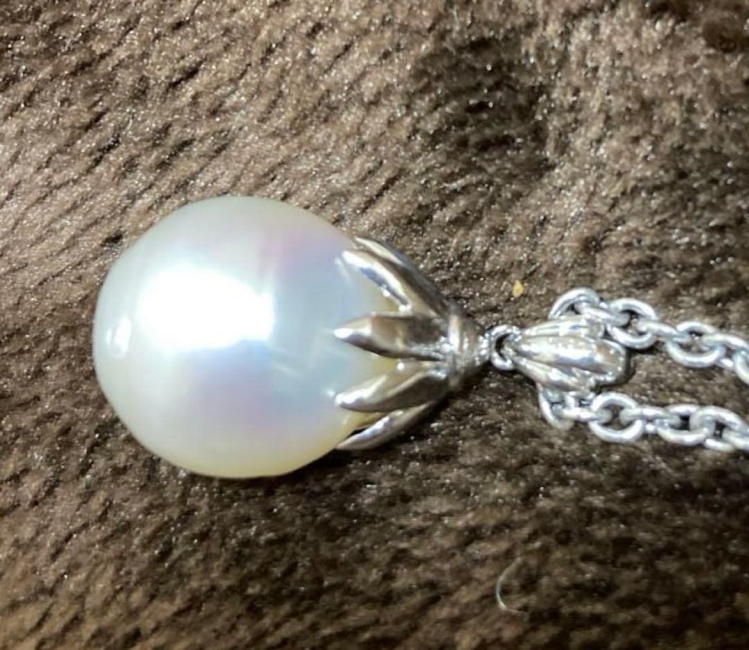 パール×プラチナ　ネックレス&ペンダントヘッド　超大粒　清楚　上品　未使用品