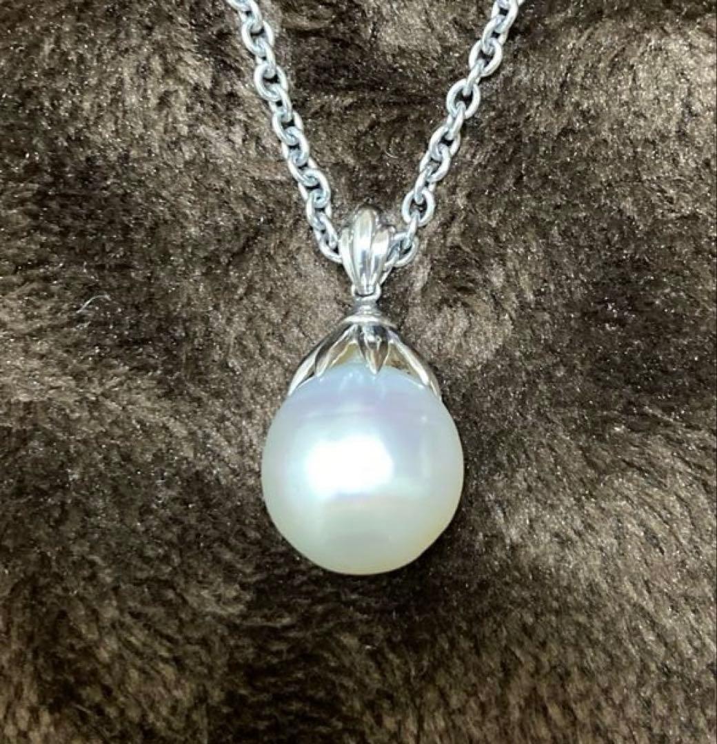 パール×プラチナ　ネックレス&ペンダントヘッド　超大粒　清楚　上品　未使用品