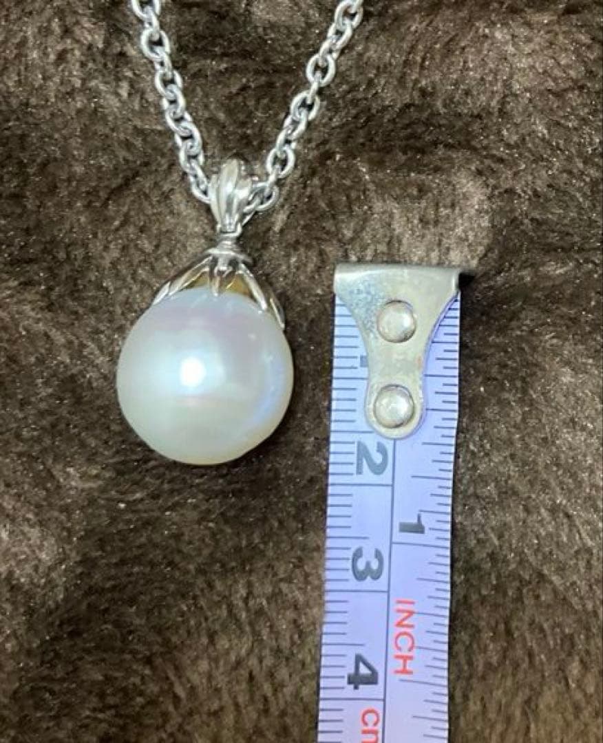 パール×プラチナ　ネックレス&ペンダントヘッド　超大粒　清楚　上品　未使用品