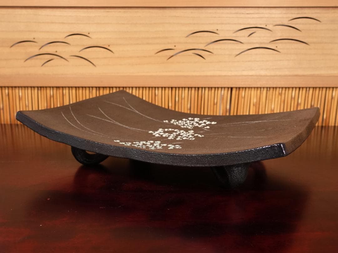 近藤豊（父:人間国宝 近藤悠三）晩年期の代名詞作 粉華俎皿 幅40cm 共箱