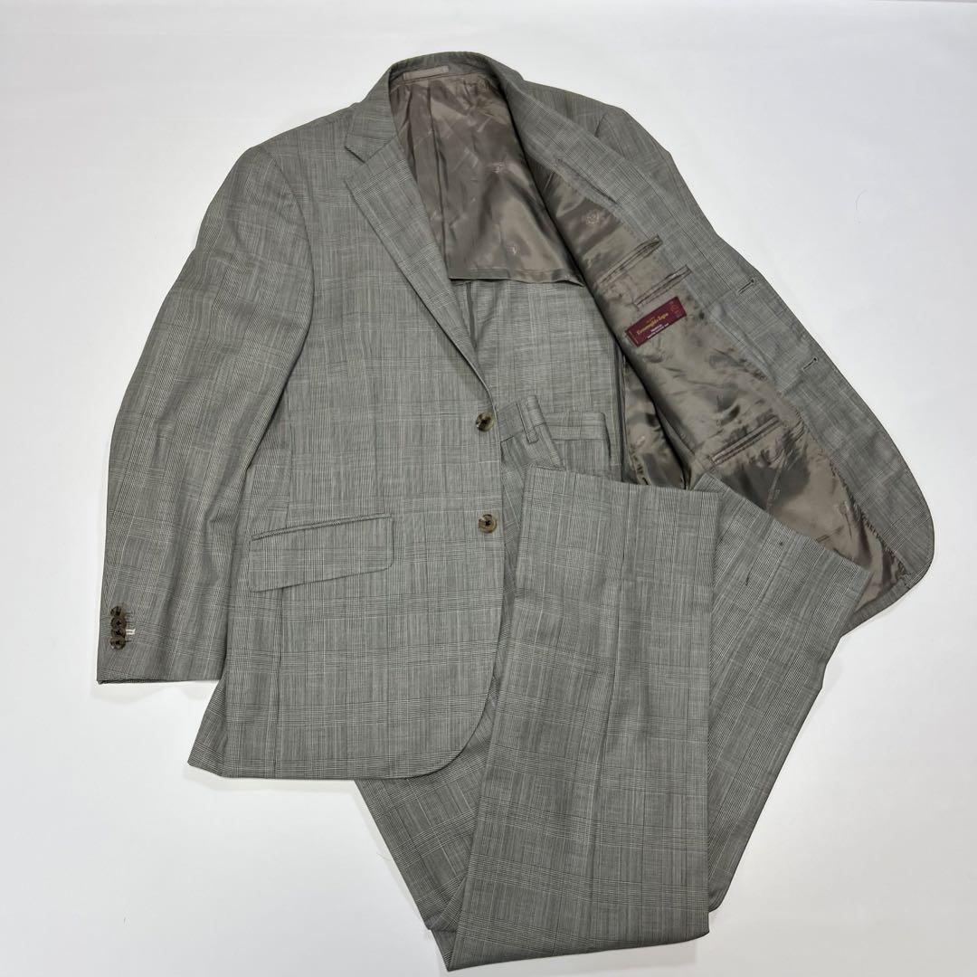 良品　ゼニアトロピカル　セットアップ グレー 通勤 M チェック　2B 定番
