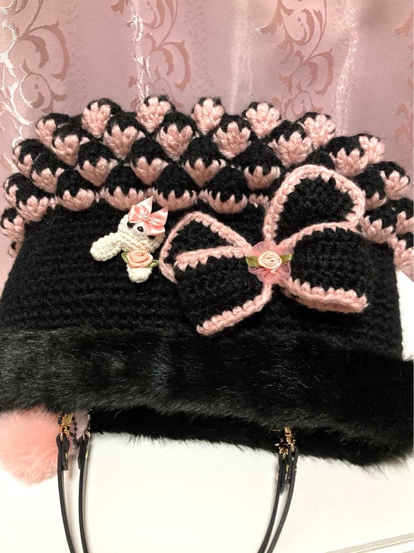 ♥️手編み♥️ハンドメイド　いちごバッグ♥️ファーバッグ♥️