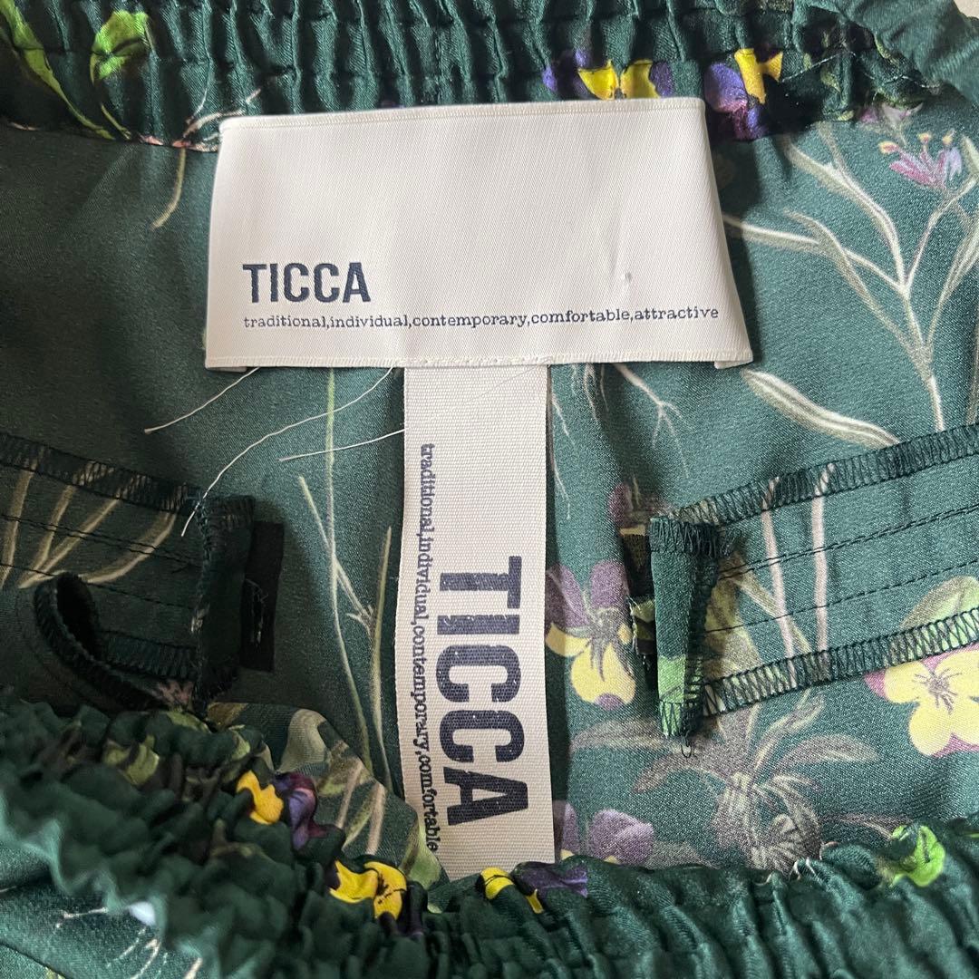 極美品 ティッカ TICCA フラワープリントパンツ 25SS ダークグリーン✨