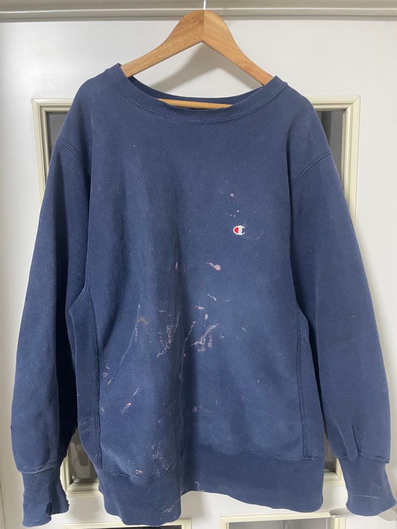 Champion リバースウィーブ　90s USA製　ネイビー　L 袖目無し