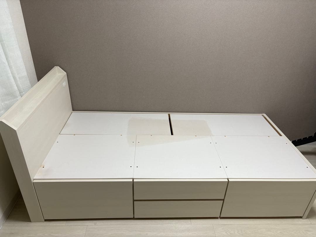 シングルベッドフレーム 引き出し付き ホワイト