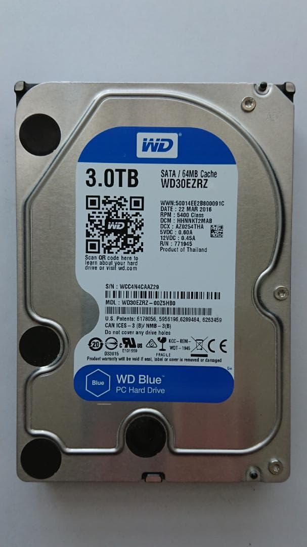 WD Blue 3TB HDD WD30EZRZ 動作確認済み