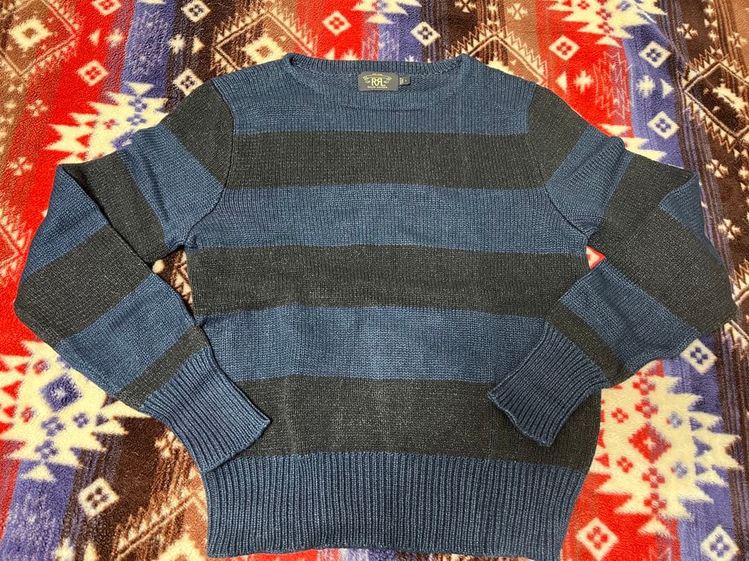 RRLボーダーニット　ネイビー×ブラック　サイズL ラルフローレン