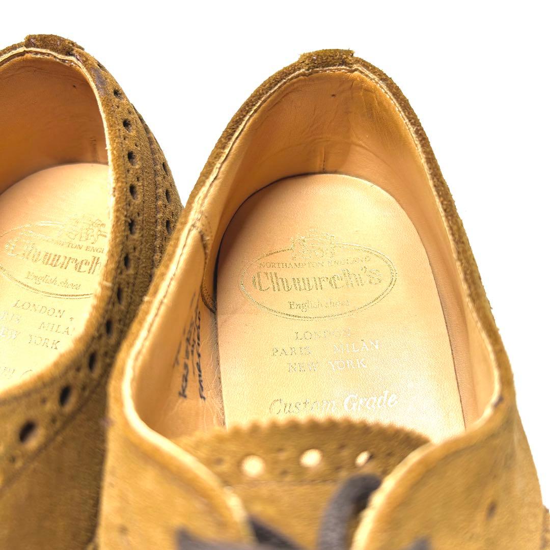 【ほぼ新品】チャーチ スエードウイングチップ フェアフィールドUK7