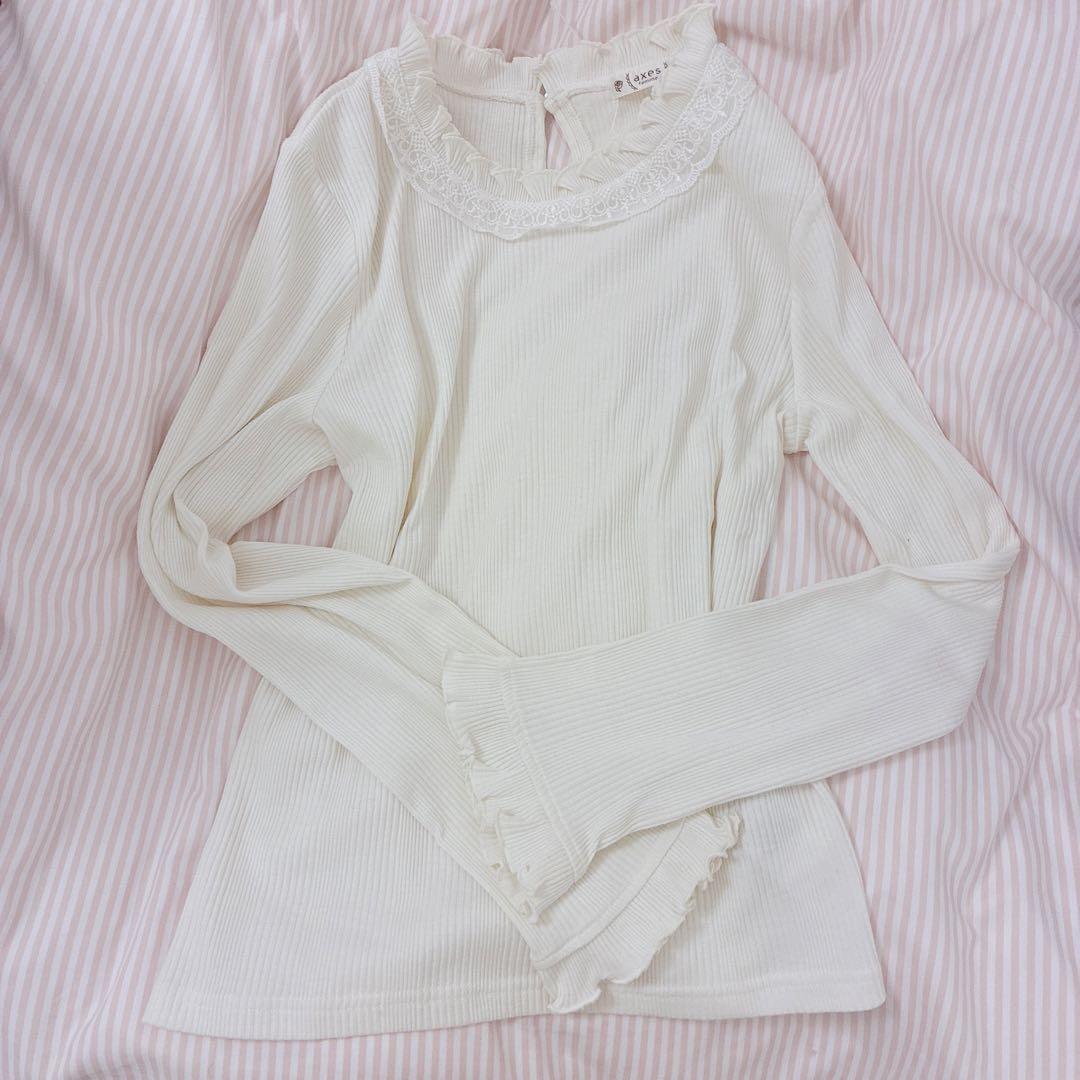 axes femme 2点セット 姫 ドット リボン ブラウス タートル 平成