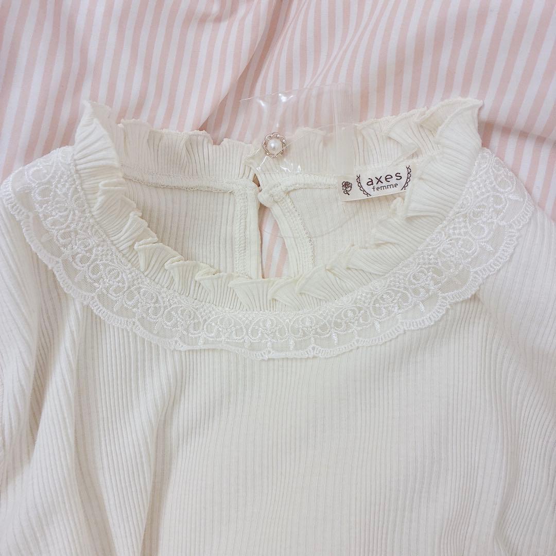 axes femme 2点セット 姫 ドット リボン ブラウス タートル 平成