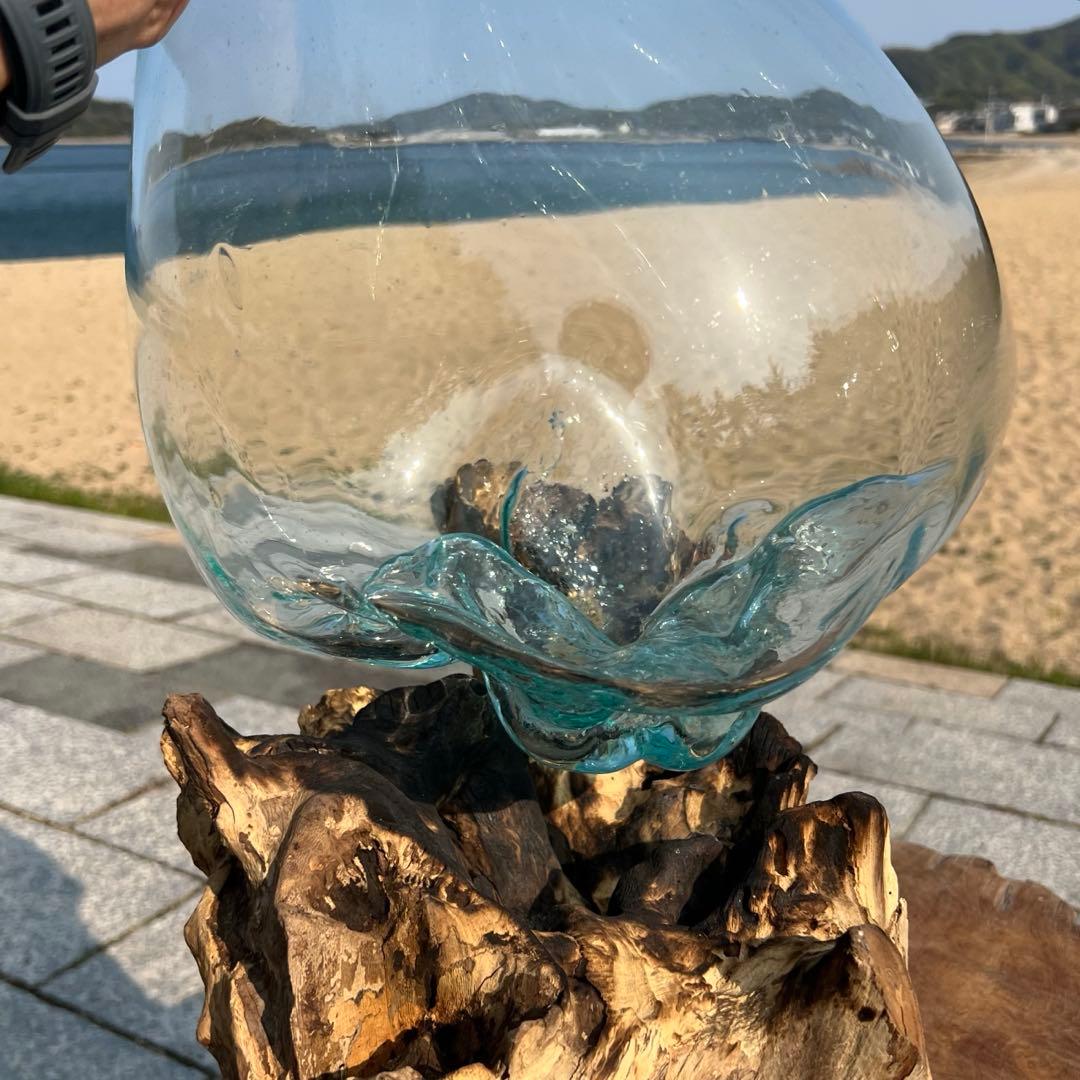 デッカい流木ガラスオブジェWC 花瓶 金魚鉢 水槽 苔リウム メダカ容器 超大型