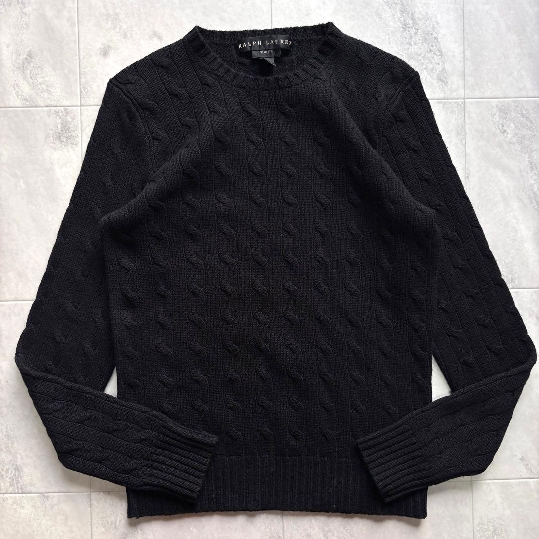 【超希少】ラルフローレン ブラックレーベル カシミヤ100% ケーブルニット M