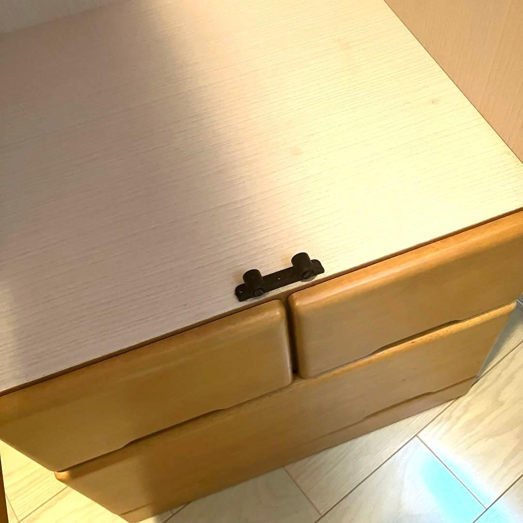 【値下げ】ナチュラルウッド 2ドア衣装ダンス ミラー　3引出し付き　木製　温かみ