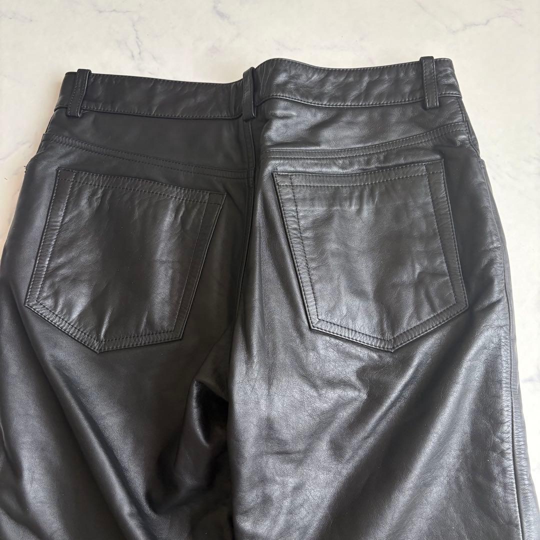 新品 Paul Smith レザーパンツ 牛革 裏地付 柔らかい 黒 30