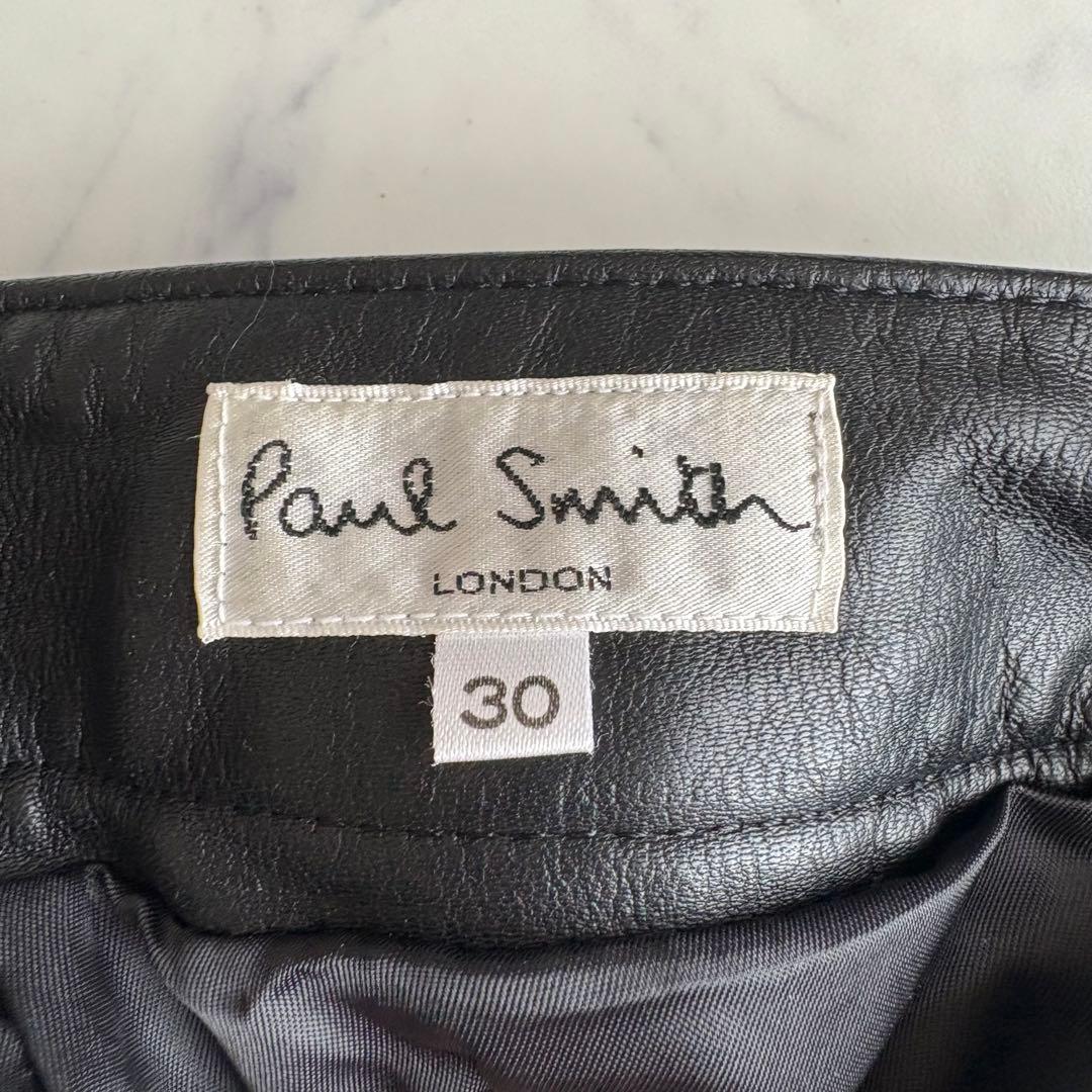 新品 Paul Smith レザーパンツ 牛革 裏地付 柔らかい 黒 30