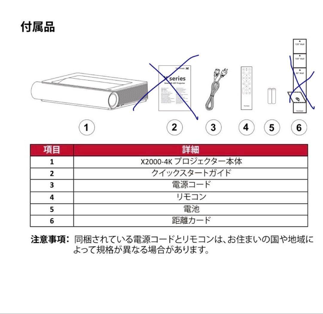 ViewSonic X2000B-4K 超短焦点プロジェクター